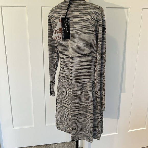 NWT ethyl sweater dress size medium grey and white long sleeve thin round neck - Picture 4 of 14